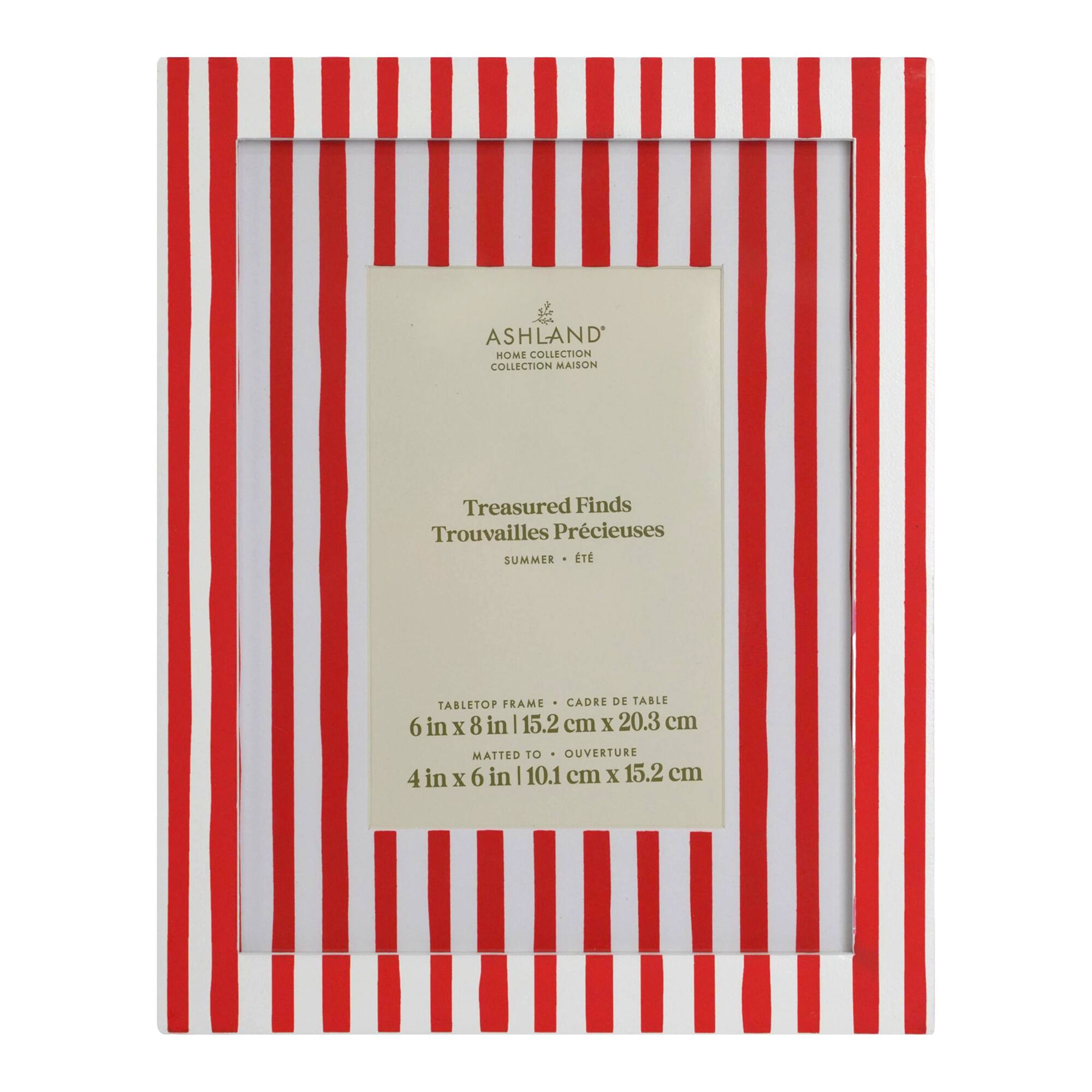 4" x 6" Red & White Striped Tabletop Frame with Mat, Treasured Finds by Ashland®